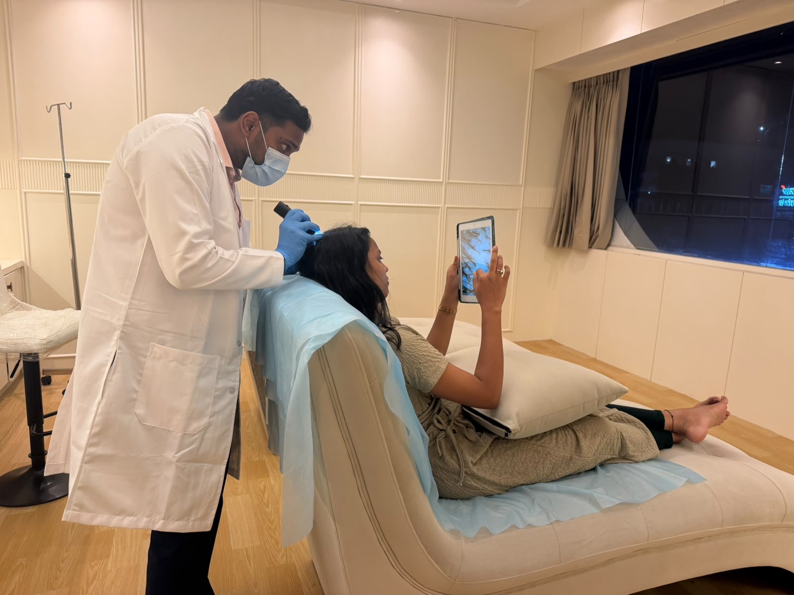 Hair and scalp consultation at the clinic